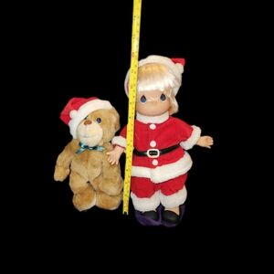 Precious Moments Santa Doll and Bear Set - Red and White